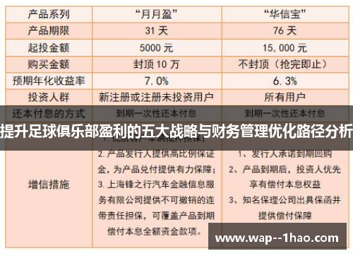 提升足球俱乐部盈利的五大战略与财务管理优化路径分析 提升足球俱乐部盈利的五大战略与财务管理优化路径分析